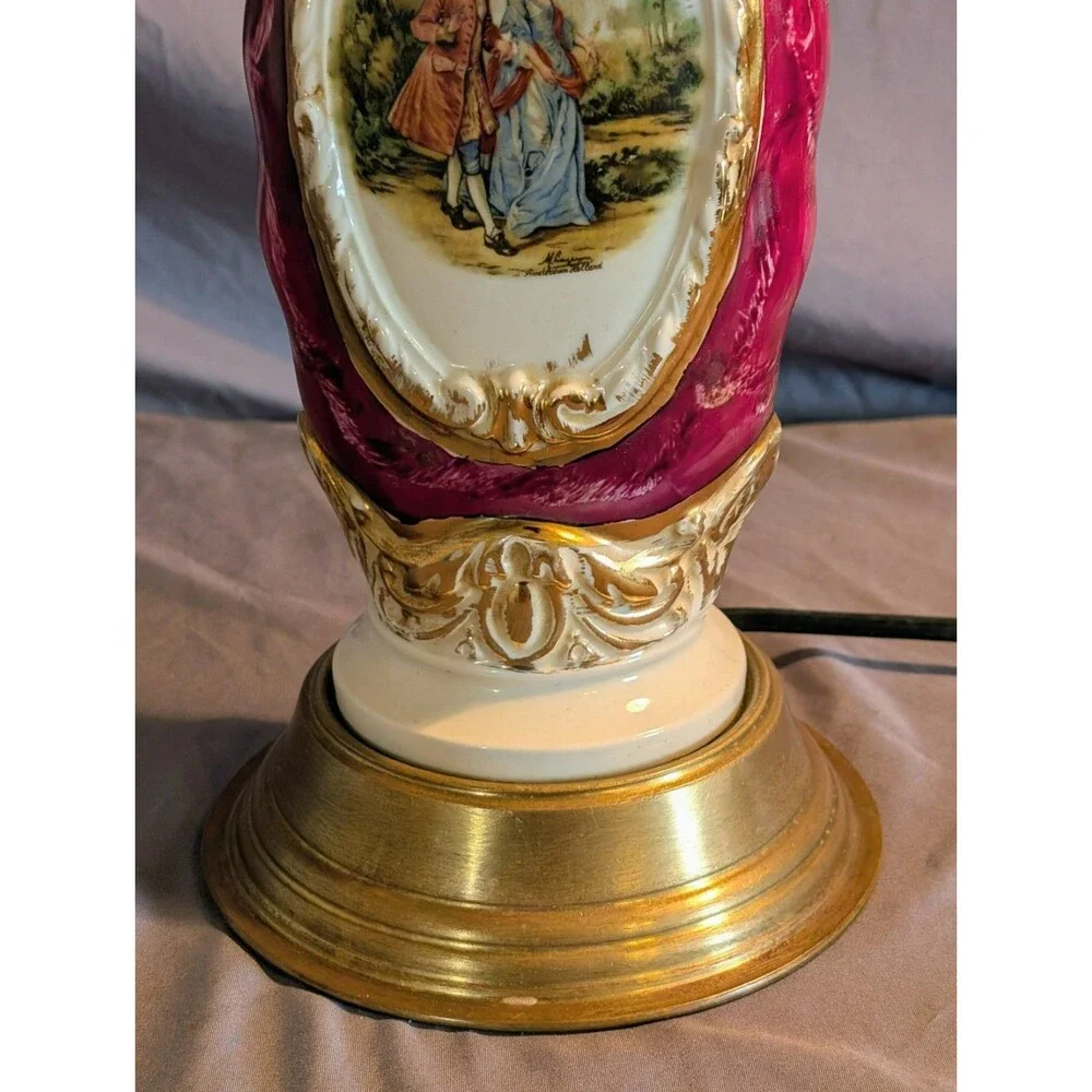 Antique Victorian Hand Painted Porcelain Lamp 24